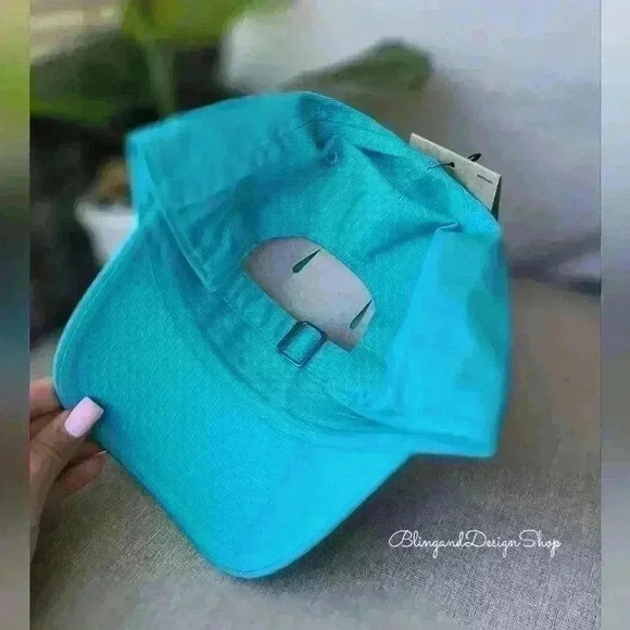 Teal Bling Nike Hat Club Unstructured Futura Cap Adjustable with Crystals NWT - Picture 3 of 15